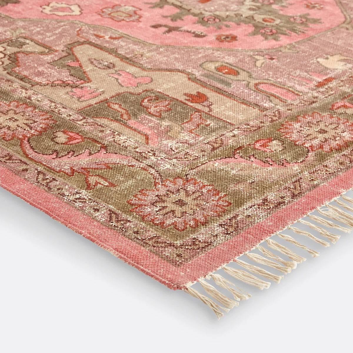 Floris Cotton Vintage Rug with Fringed Finish – image 3