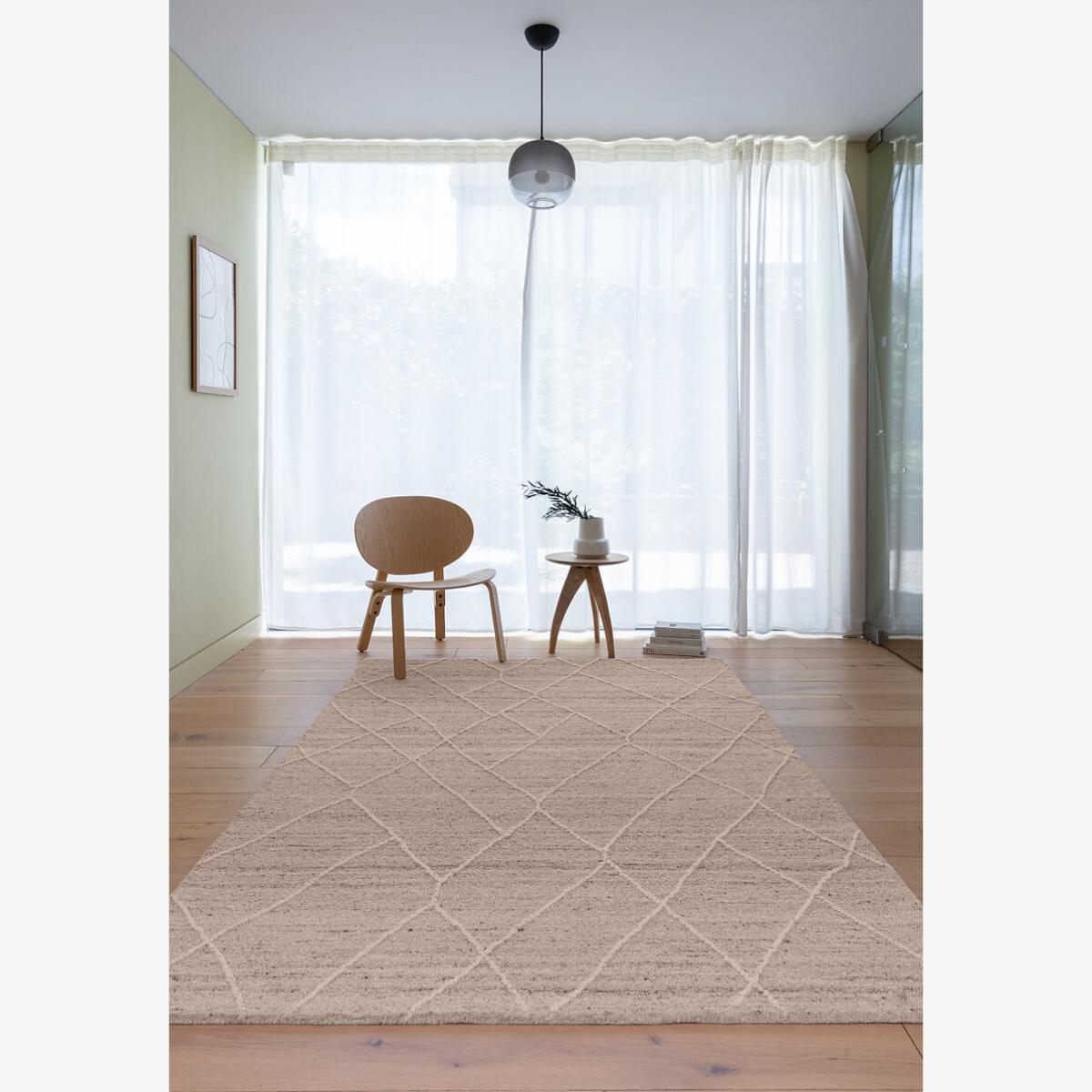 Contemporary Boho Natural Rug in 100% Wool – image 1