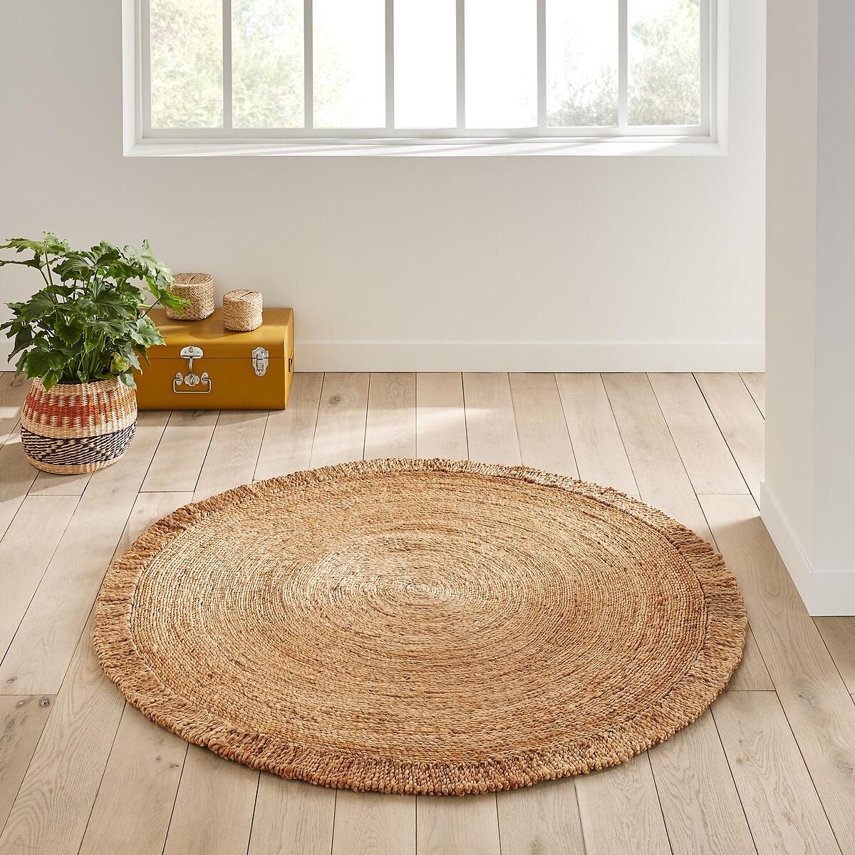 Aftas Fringed Round 100% Jute Rug – image 1