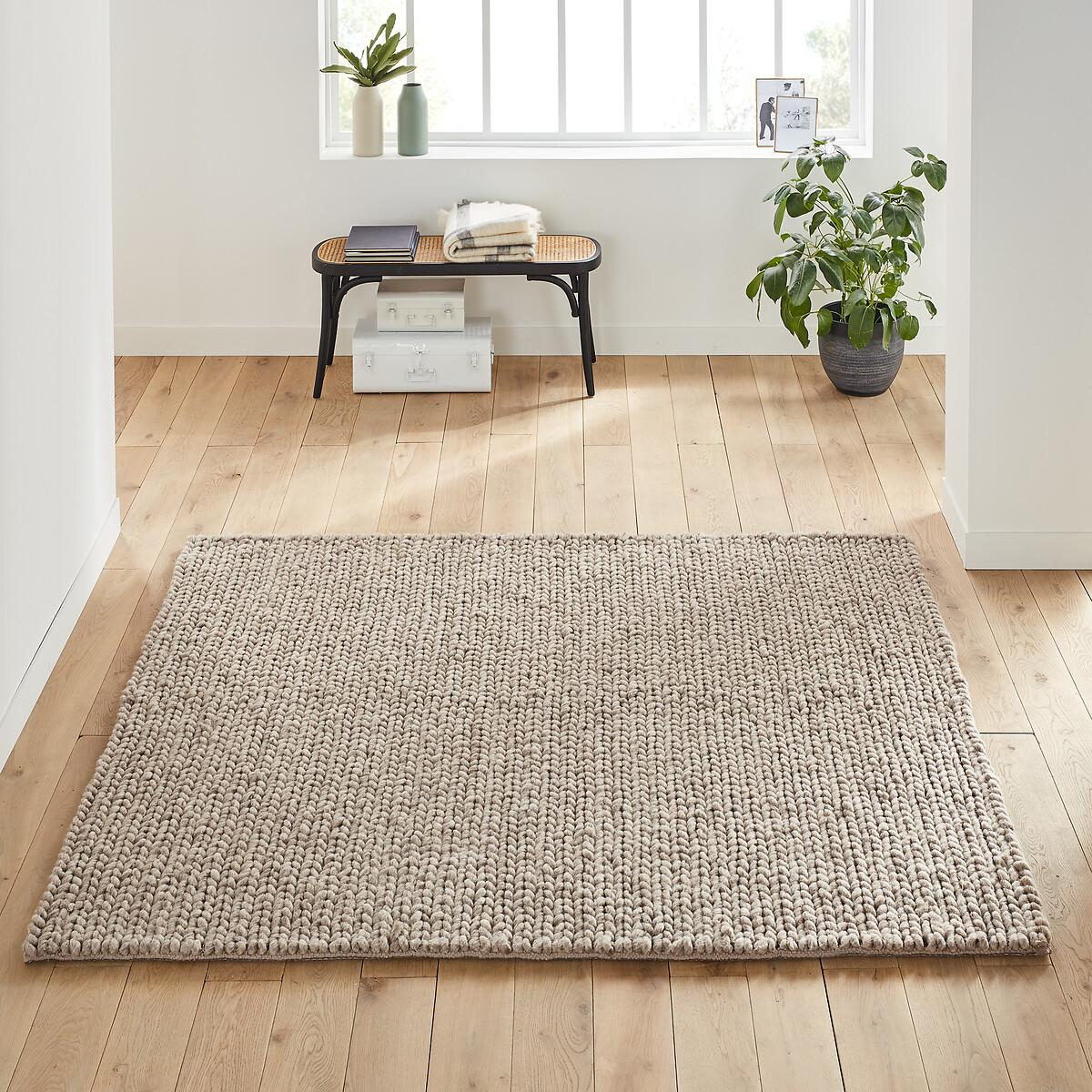 Diano Knit Effect Square 100% Wool Rug – image 1