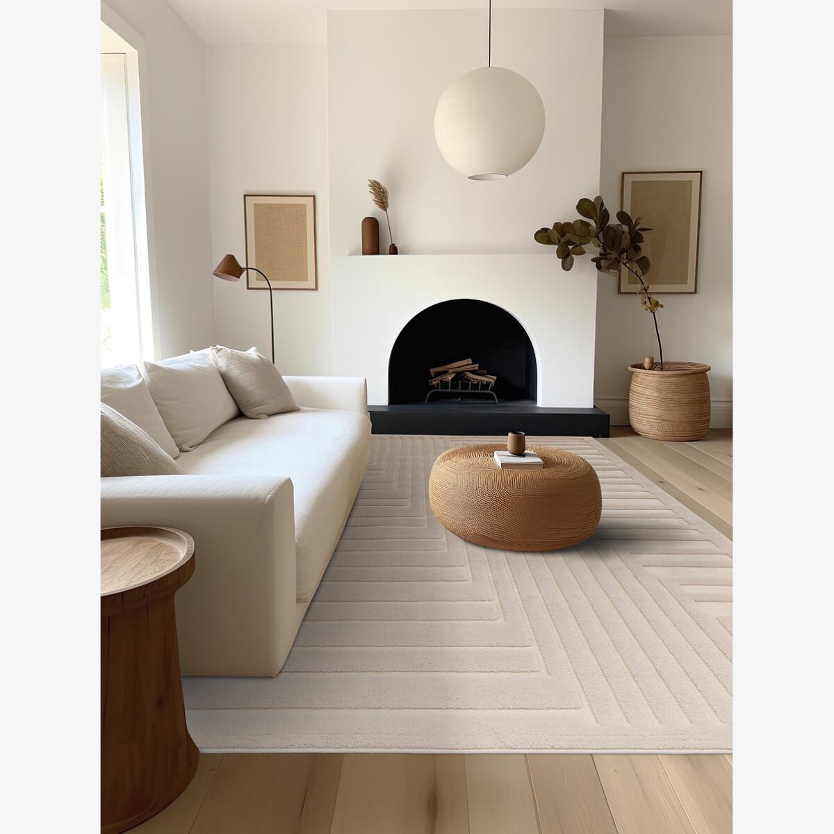 Scandi 3D Carved Pattern Rug – image 1