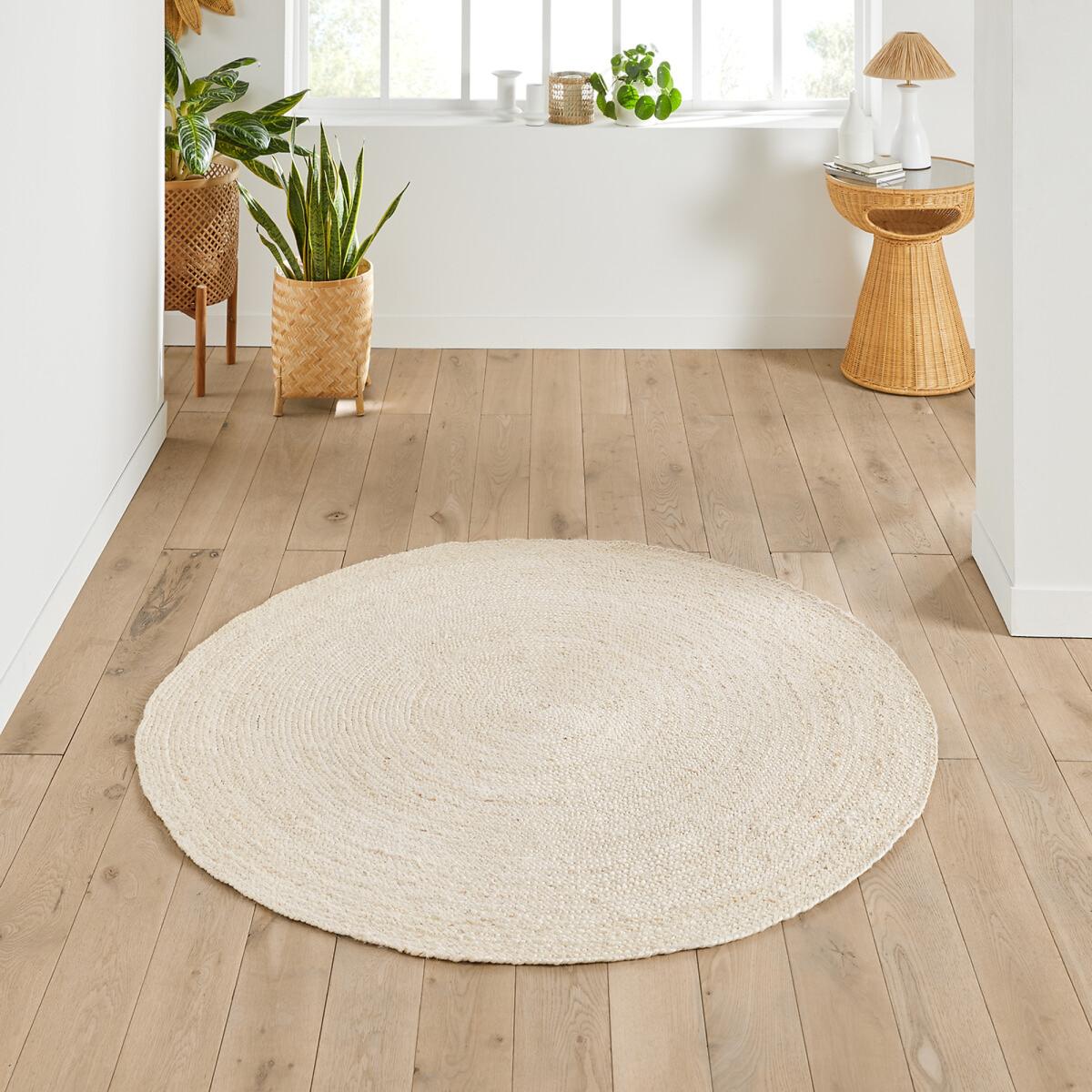 Aftas Round Bleached Jute Rug – image 1