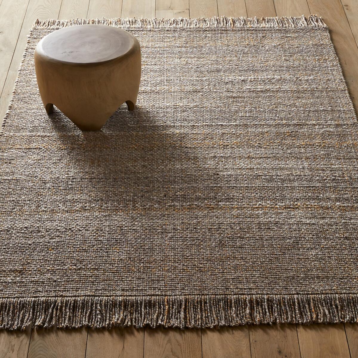 Khitib Fringed Hand Woven Wool Blend Rug – image 1
