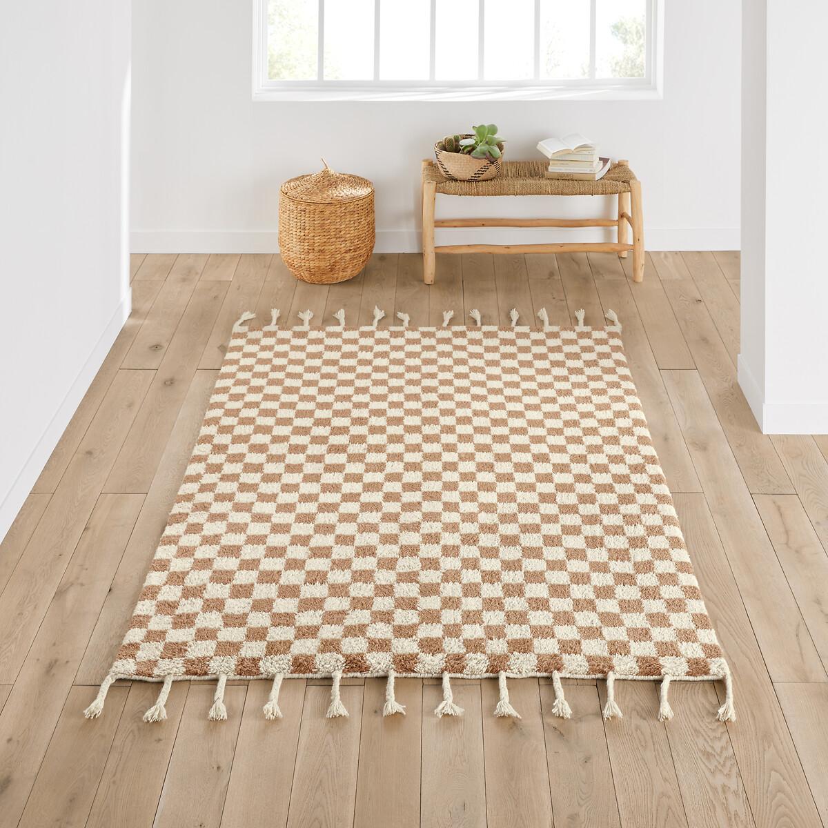 Ochino Checkerboard Tassel 100% Wool Rug – image 1