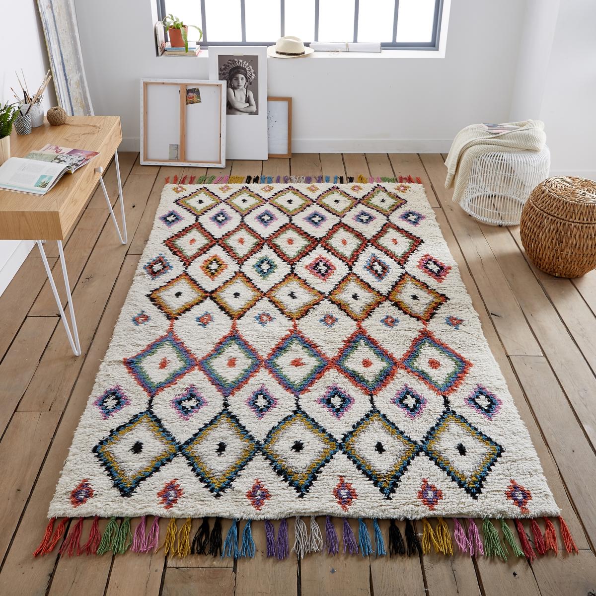 Ourika Berber Style Geometric Tassel Wool Rug – image 5