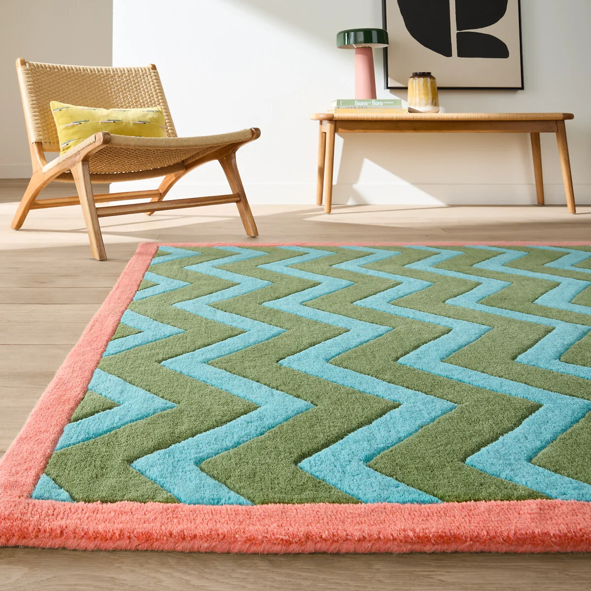 Zago Zigzag Print Wool Rug