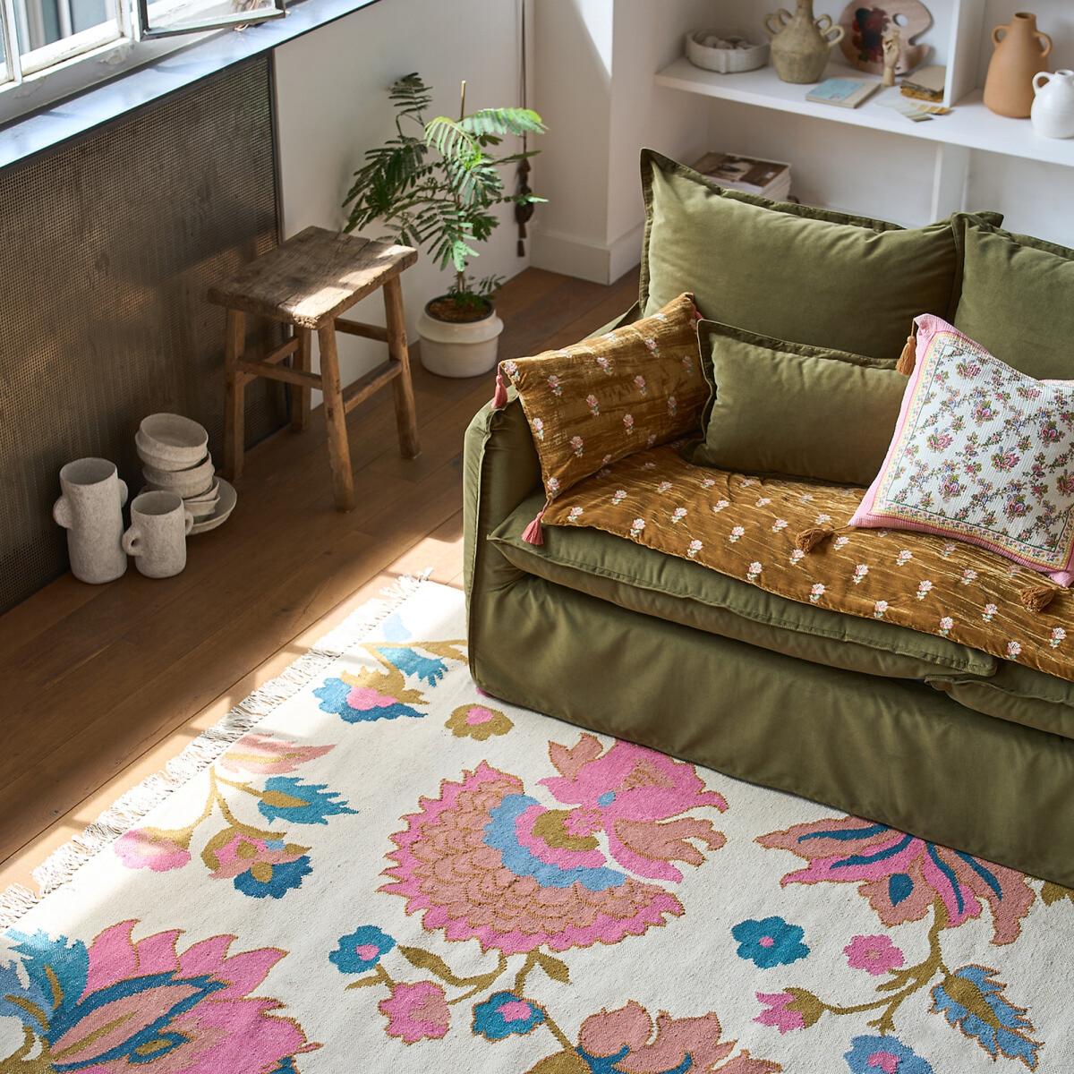 Irène Floral Wool & Cotton Flat Woven Rug – image 5