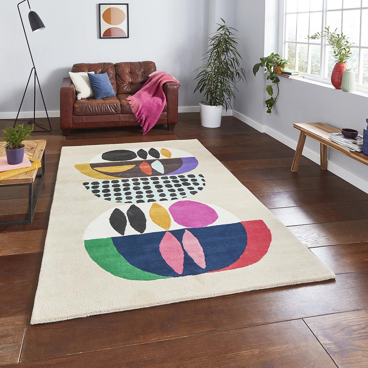 Inaluxe Neon Multi Coloured Geometric Patterned Rug in 100% Wool – image 2