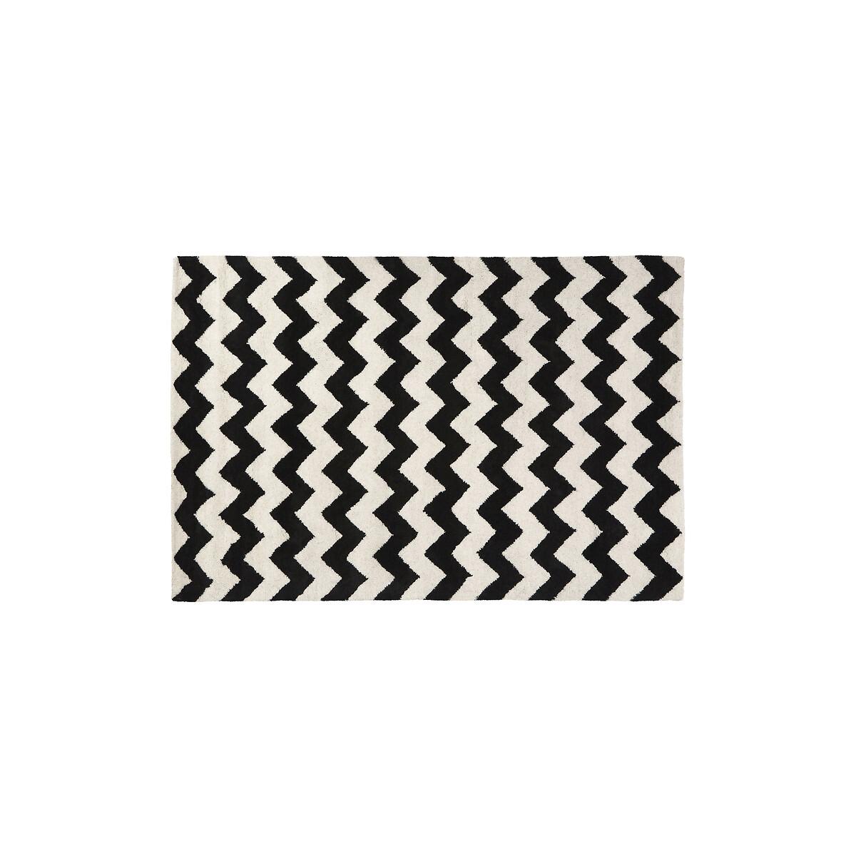 Monochrome Zig Zag Stripe Wool Mix Rug – image 3