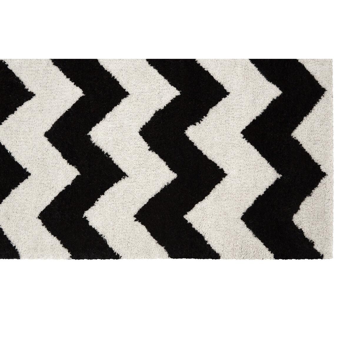 Monochrome Zig Zag Stripe Wool Mix Rug – image 4