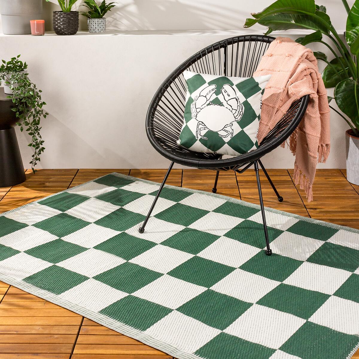Checkerboard Reversible Woven Jacquard 100% Recycled Indoor/Outdoor Rug – image 1