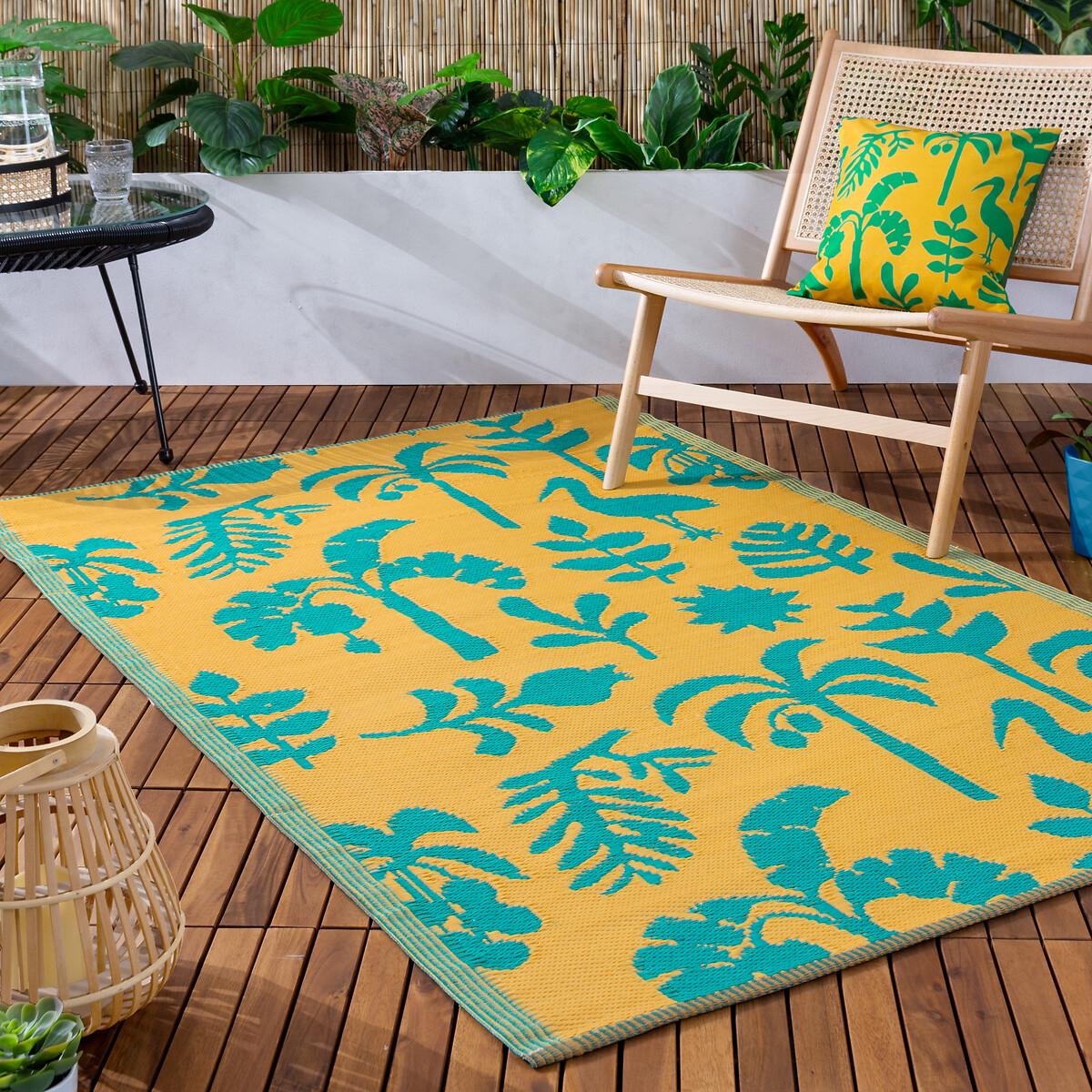 Bright Tropical Woven 100% Recycled Indoor/Outdoor Rug – image 1