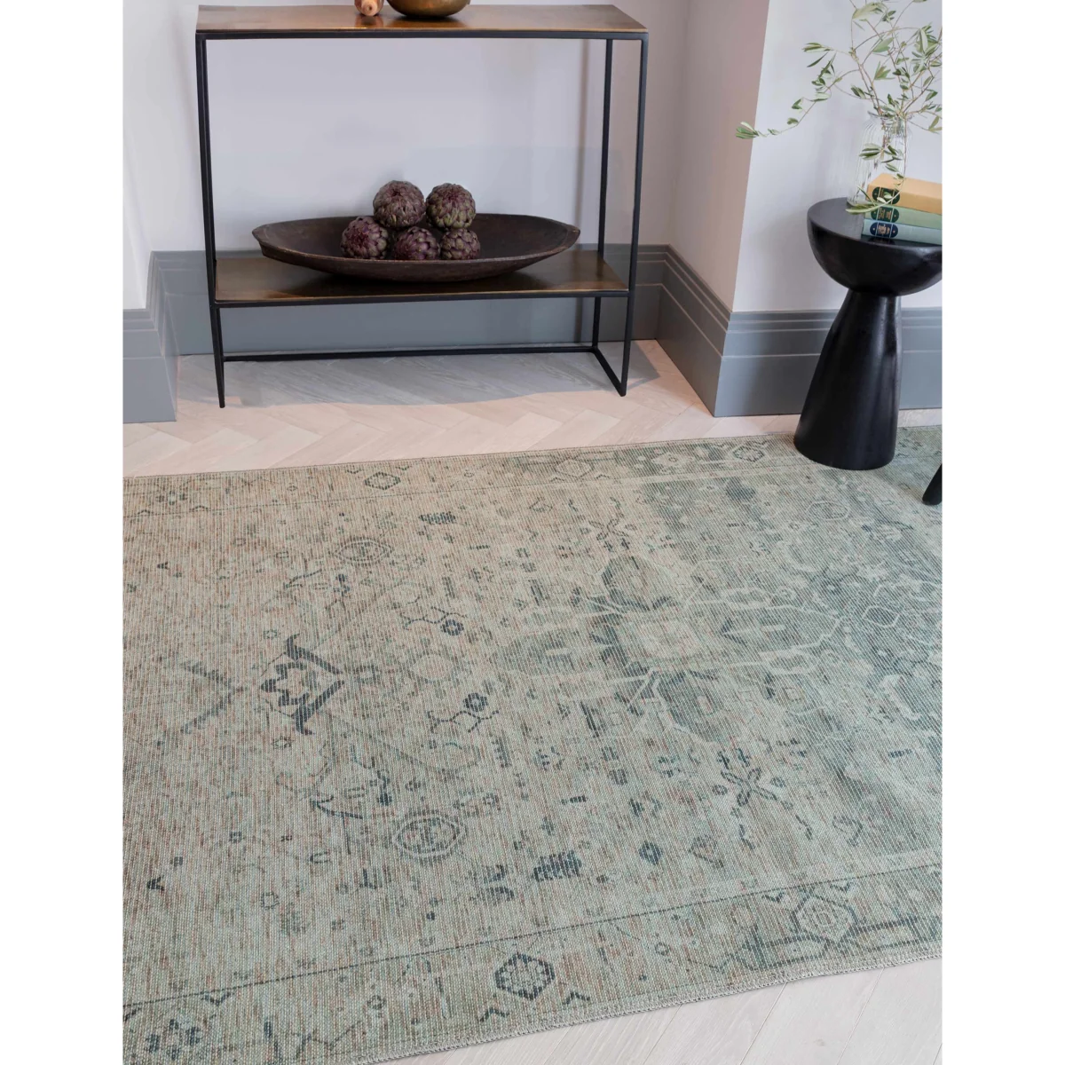 Asiatic Kaya Vida Vintage Style Flatweave Rug - MED - Green, Green – image 2