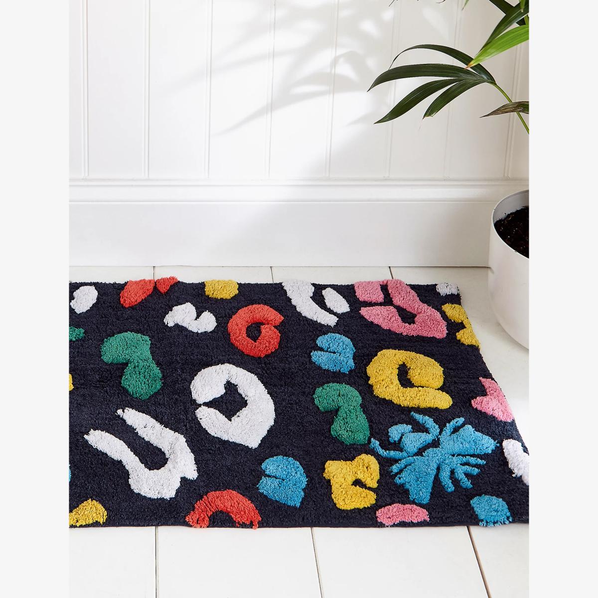 Joules Pure Cotton Leopard Bee Bath Mat - Multi, Multi – image 1