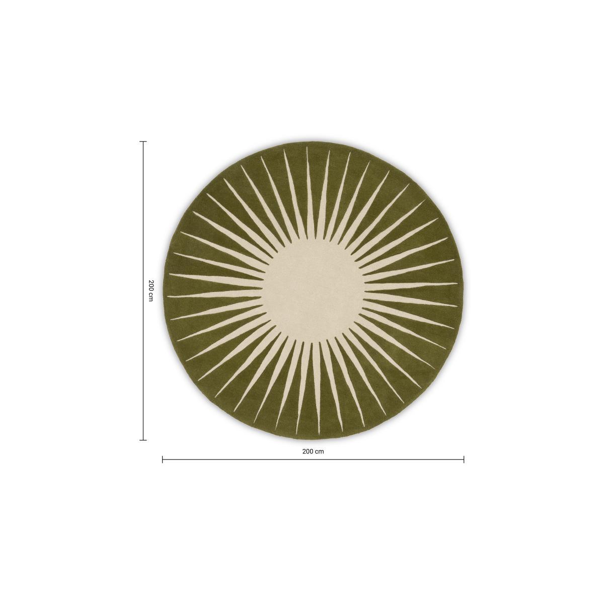 Vaserely 100% Wool Round Rug, 200 cm, Moss Green – image 8