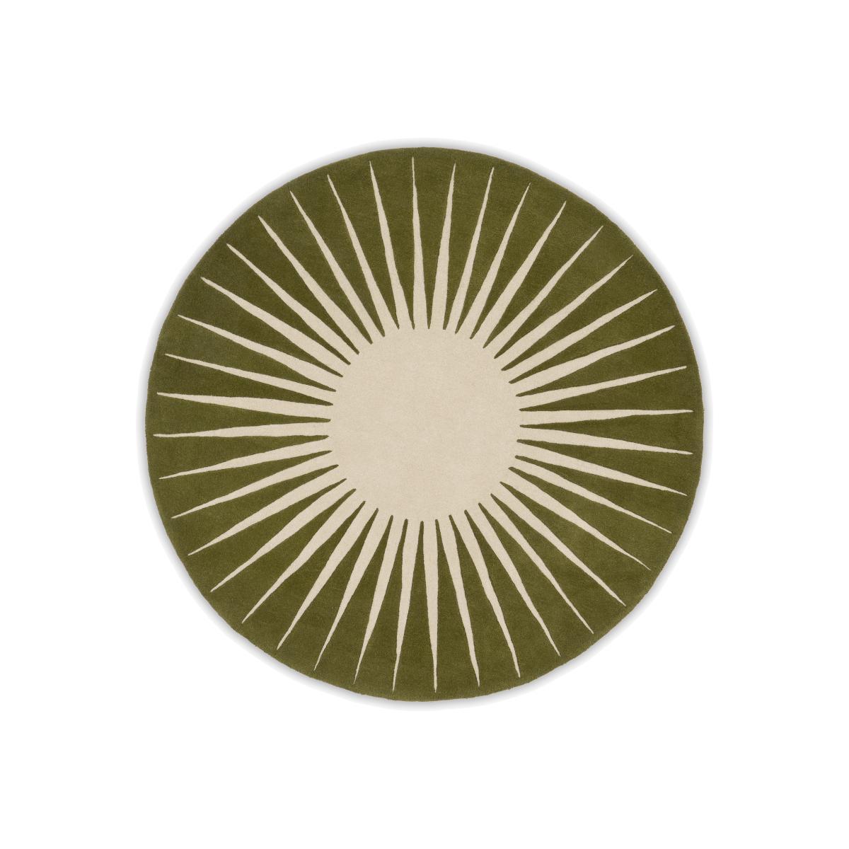 Vaserely 100% Wool Round Rug, 200 cm, Moss Green – image 1