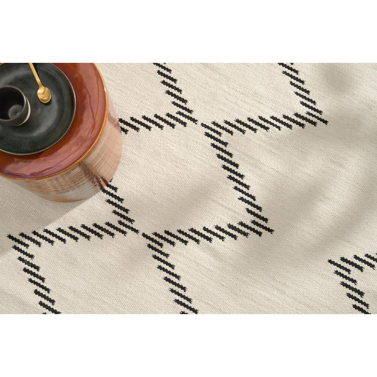 Tam Wool Blend Flatweave Rug, Large 160 x 230 cm, Black & Off-White – image 4