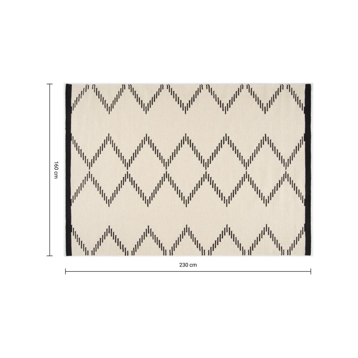 Tam Wool Blend Flatweave Rug, Large 160 x 230 cm, Black & Off-White – image 7