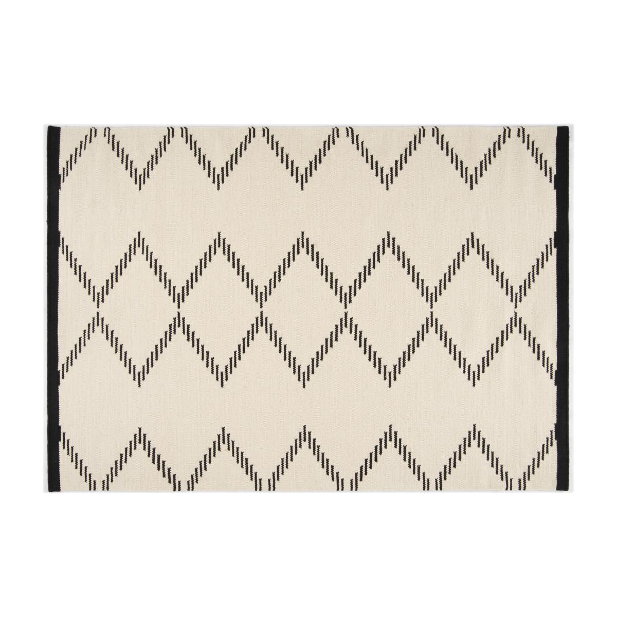 Tam Wool Blend Flatweave Rug, Large 160 x 230 cm, Black & Off-White – image 1