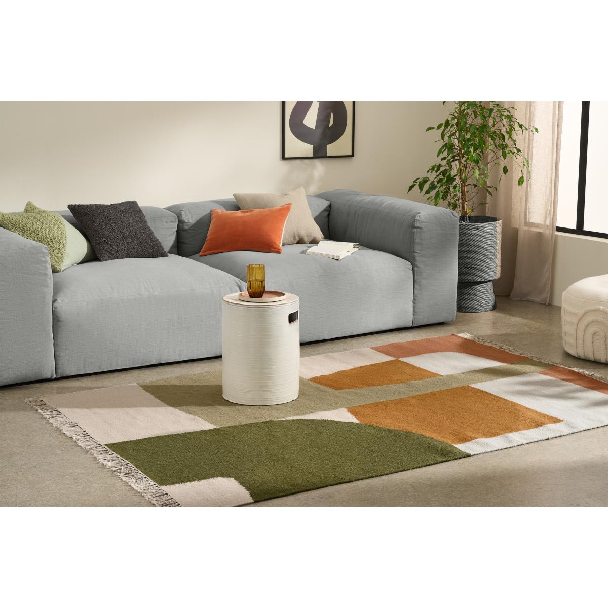 Waltara Flatweave Wool Rug, Large 160 x 230 cm, Green & Orange – image 3