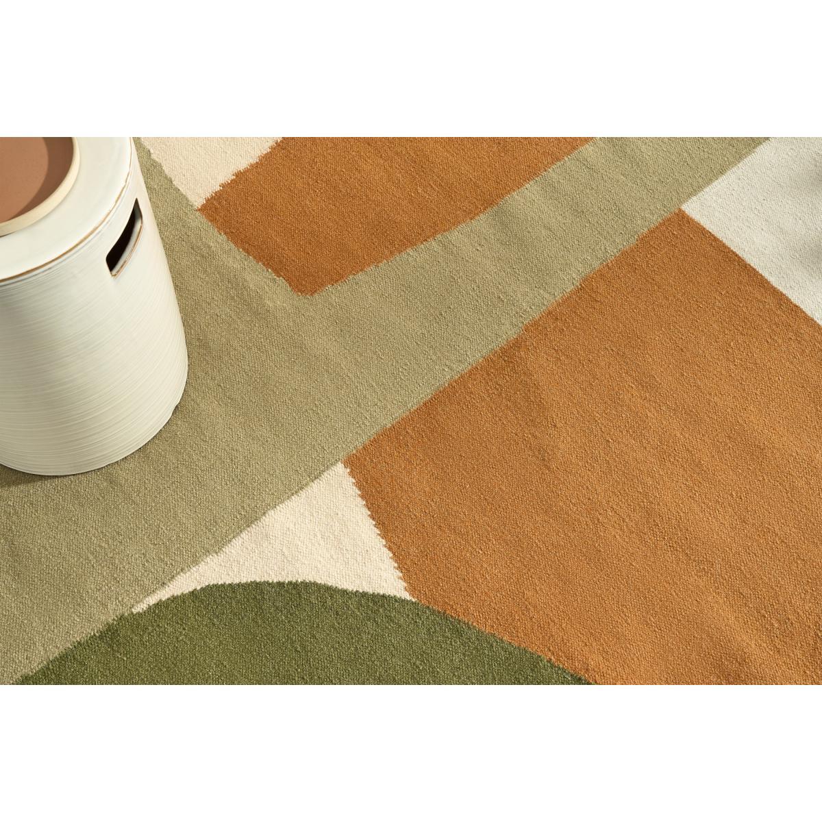 Waltara Flatweave Wool Rug, Large 160 x 230 cm, Green & Orange – image 4