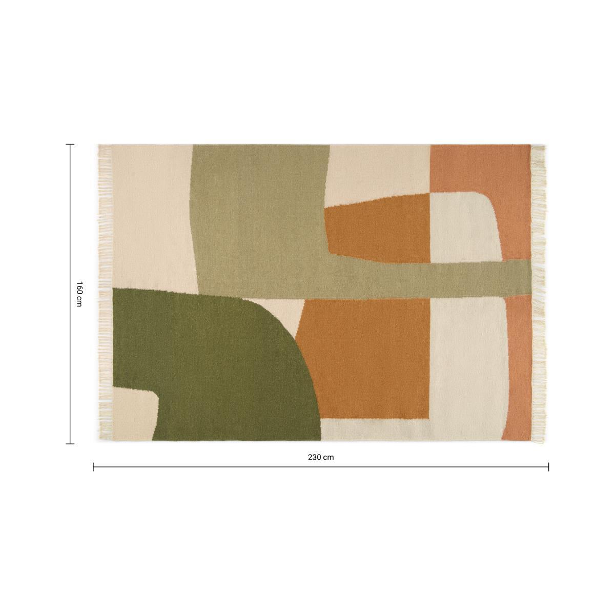 Waltara Flatweave Wool Rug, Large 160 x 230 cm, Green & Orange – image 7