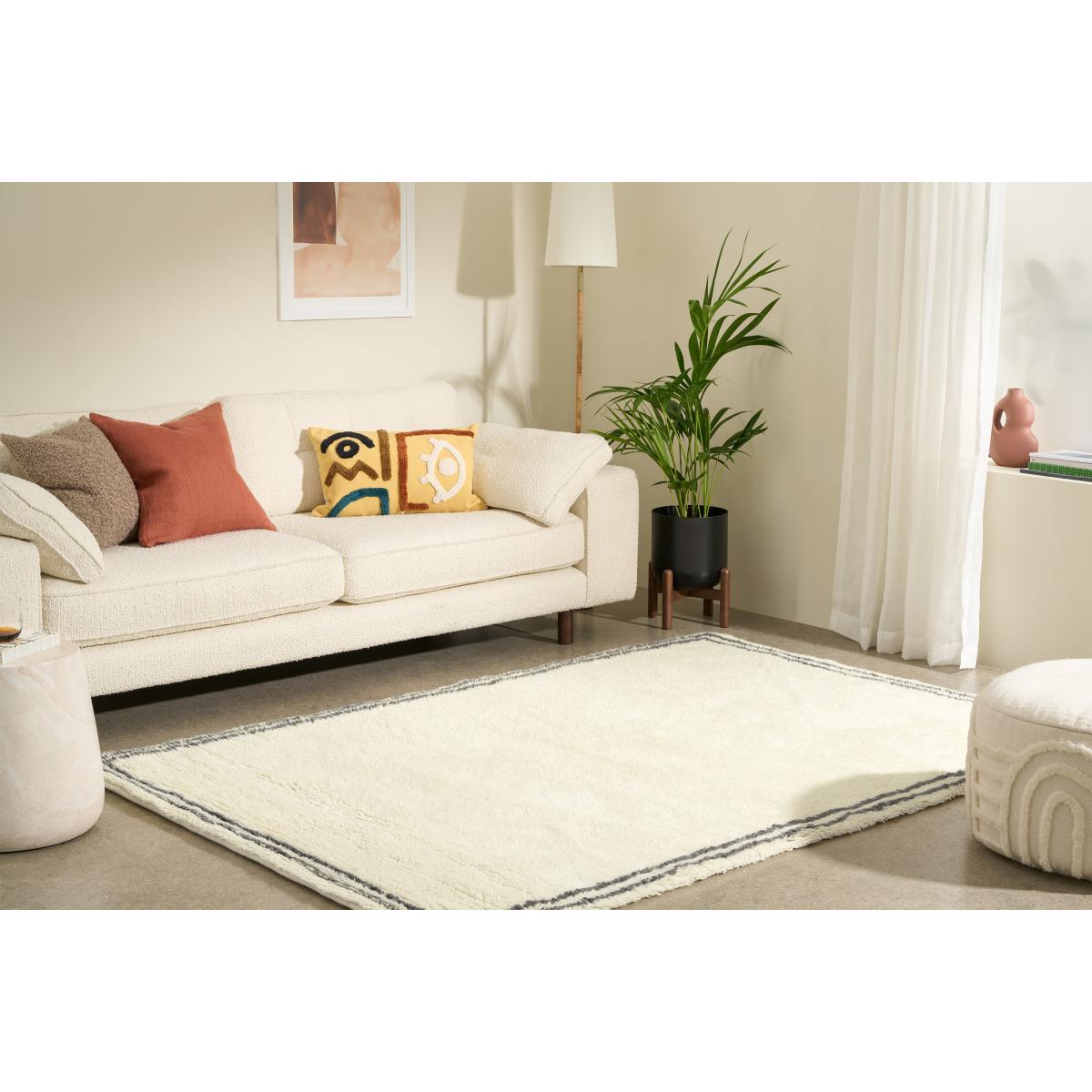 Heijer Washed Shaggy 100% Wool Rug, Large 160 x 230 cm, Off-White & Black – image 3