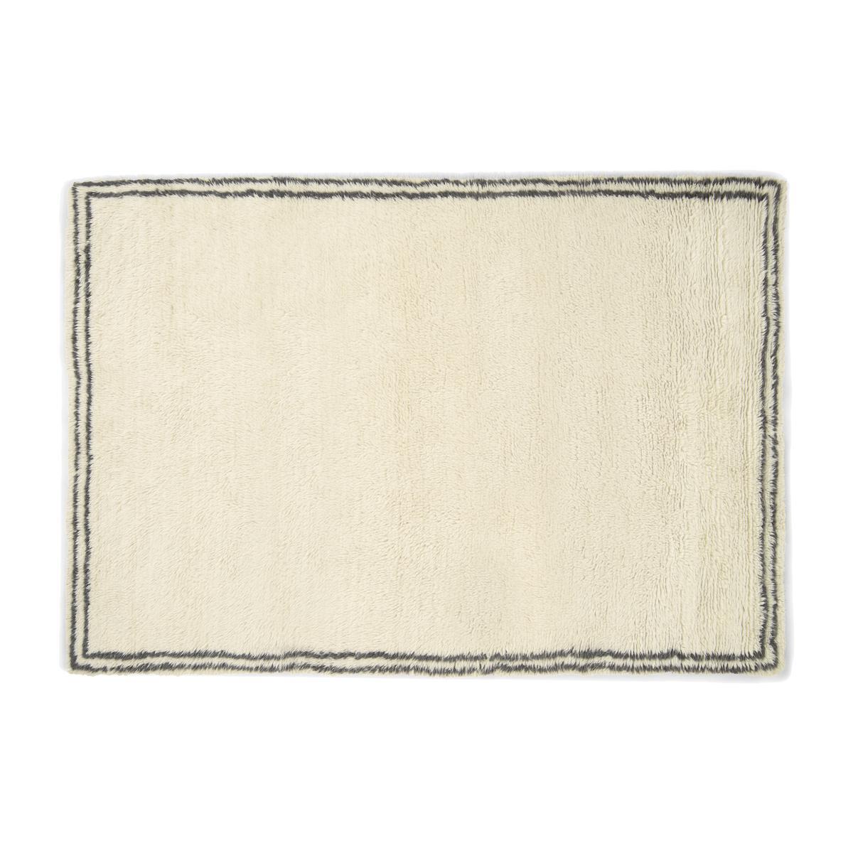Heijer Washed Shaggy 100% Wool Rug, Large 160 x 230 cm, Off-White & Black – image 1