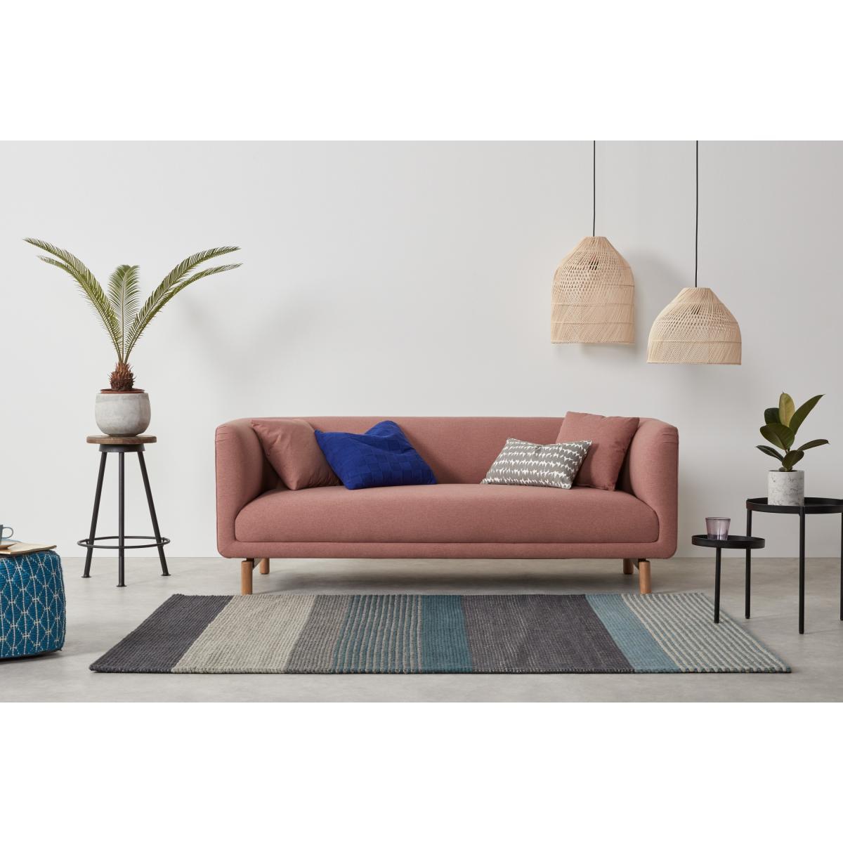 Sanlow Textured Stripe Rug, Large 160 x 230cm, Teal Blue – image 3