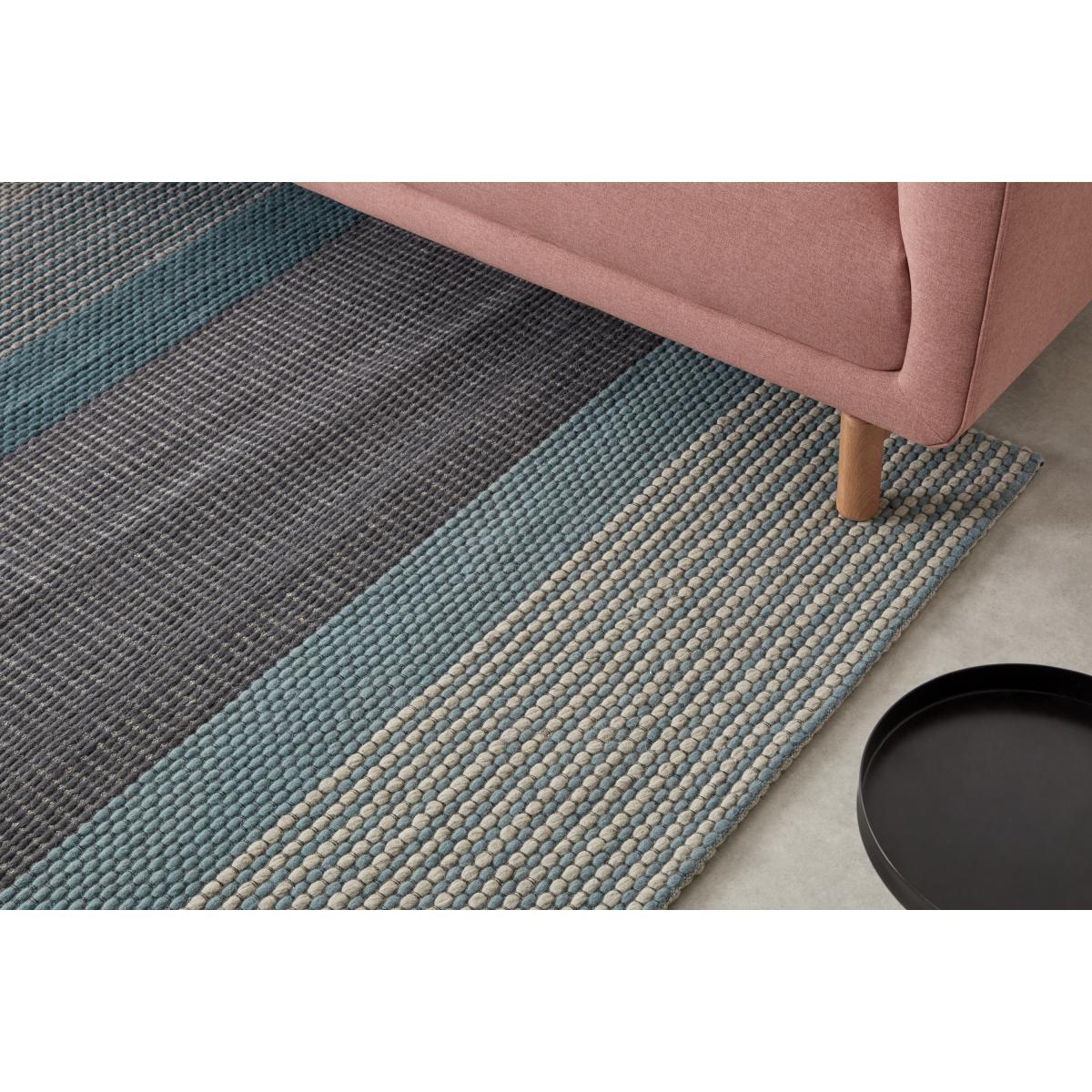 Sanlow Textured Stripe Rug, Large 160 x 230cm, Teal Blue – image 5