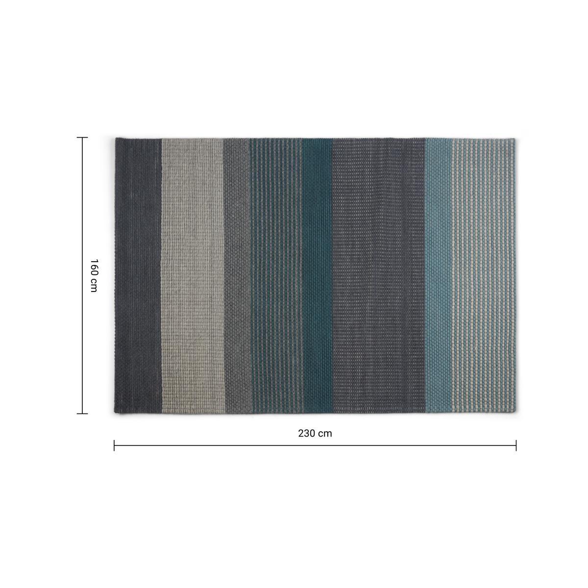 Sanlow Textured Stripe Rug, Large 160 x 230cm, Teal Blue – image 7