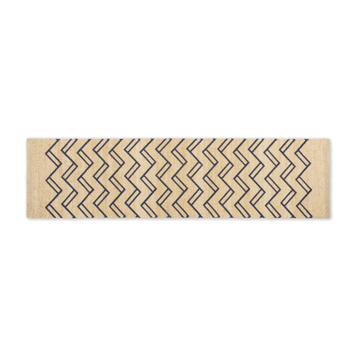 Elian Printed Jute Runner 66 x 250cm, Natural/Midnight Blue – image 1