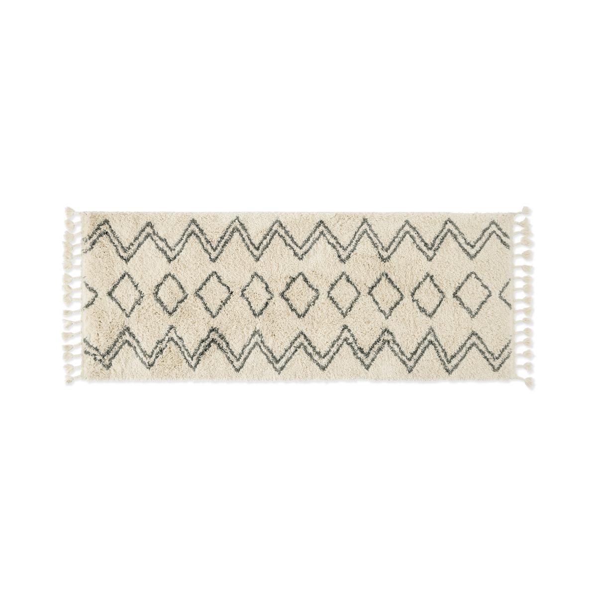 Caram Berber Style Runner, 80 x 200cm, Off White & Charcoal Grey – image 2