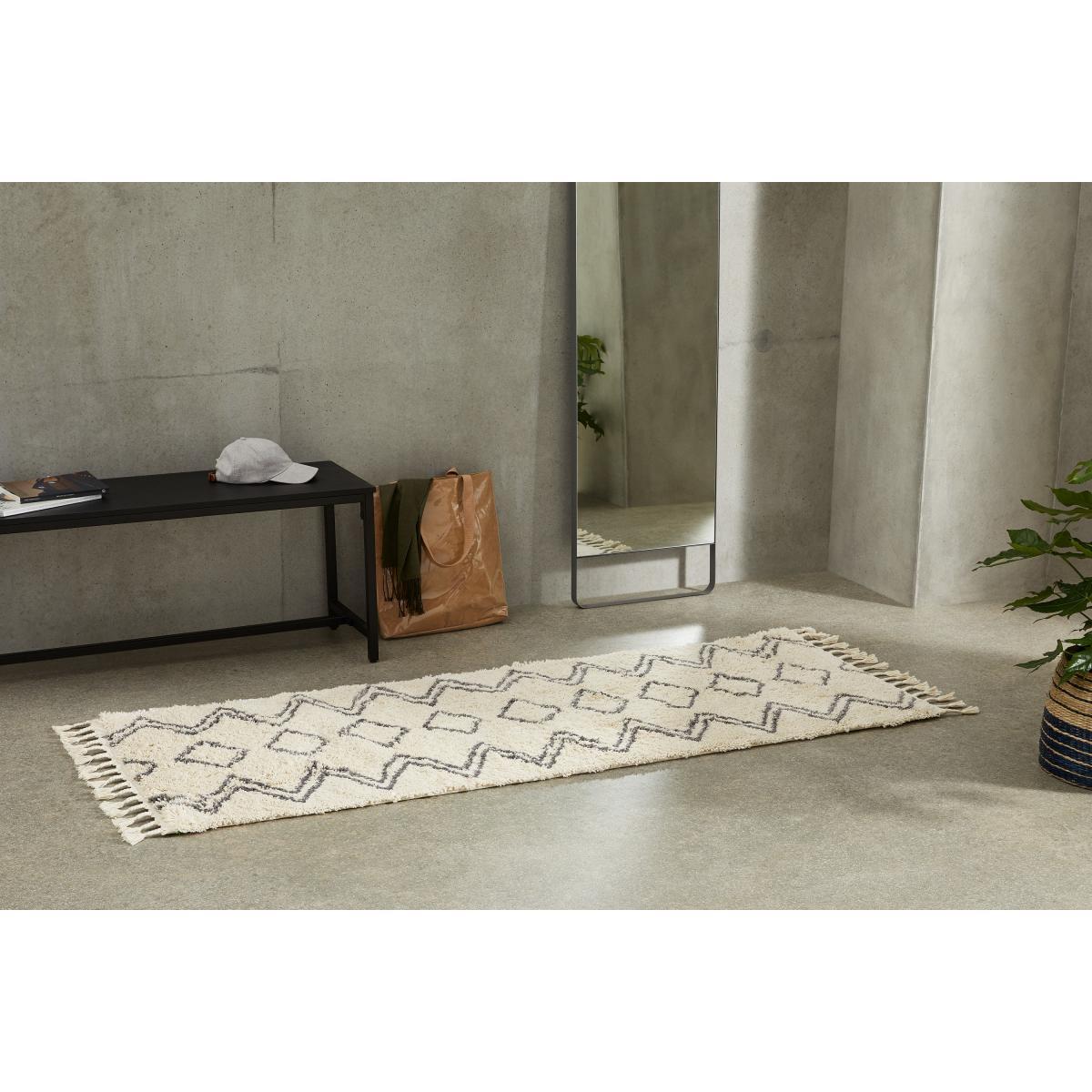 Caram Berber Style Runner, 80 x 200cm, Off White & Charcoal Grey – image 3