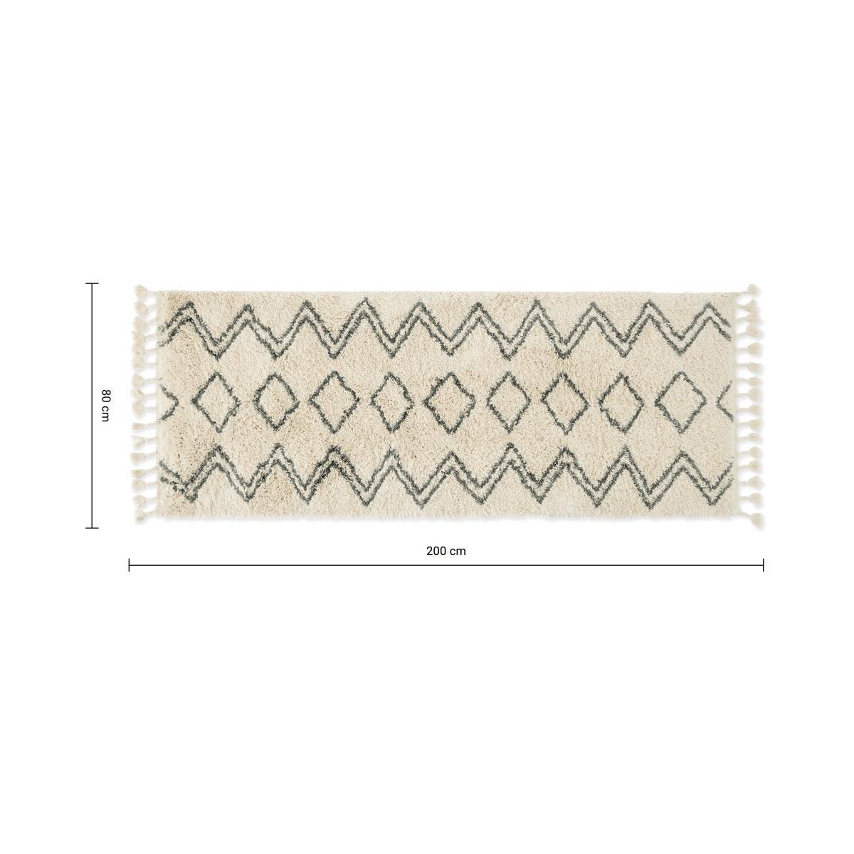 Caram Berber Style Runner, 80 x 200cm, Off White & Charcoal Grey – image 7
