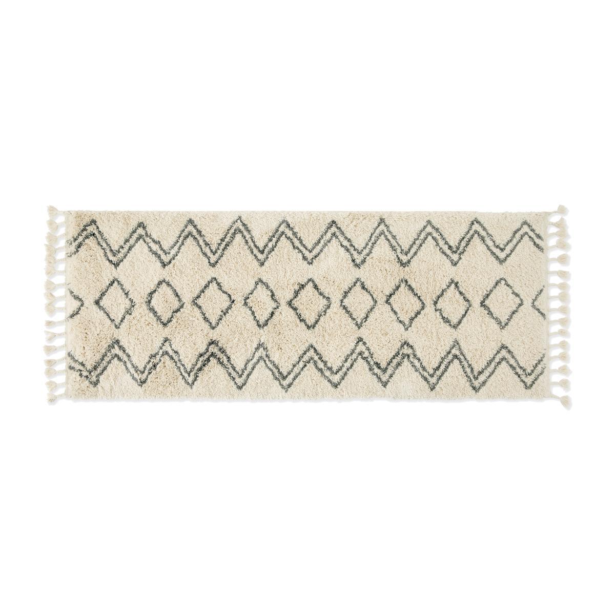 Caram Berber Style Runner, 80 x 200cm, Off White & Charcoal Grey – image 1
