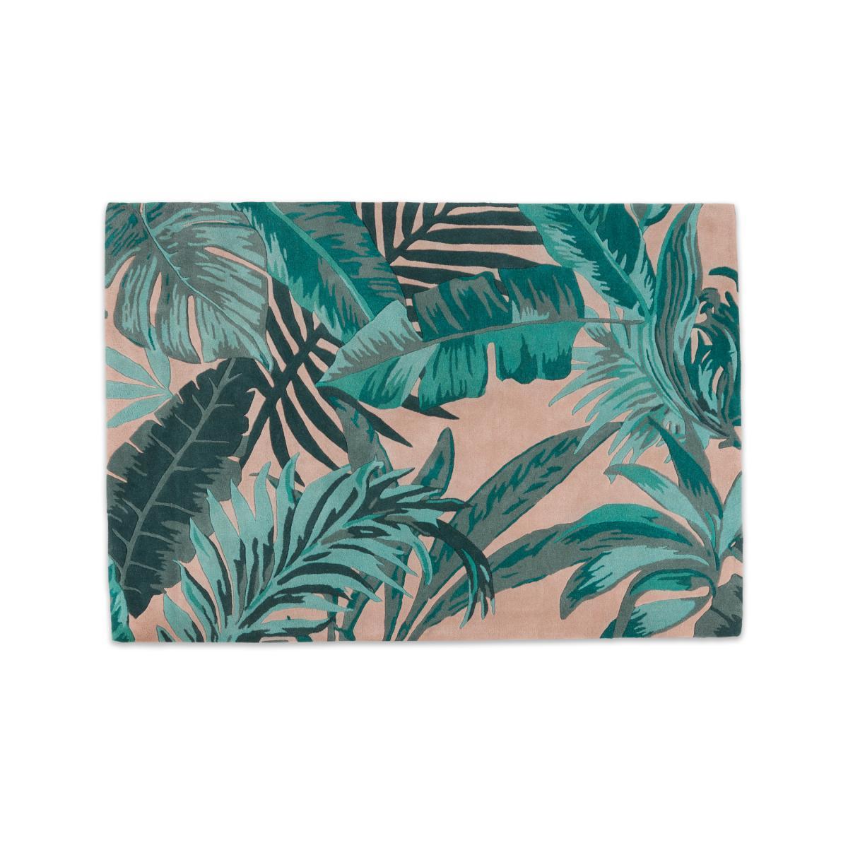 Jangala Botanical Wool Rug, Large 160 x 230cm, Pink and Teal – image 2