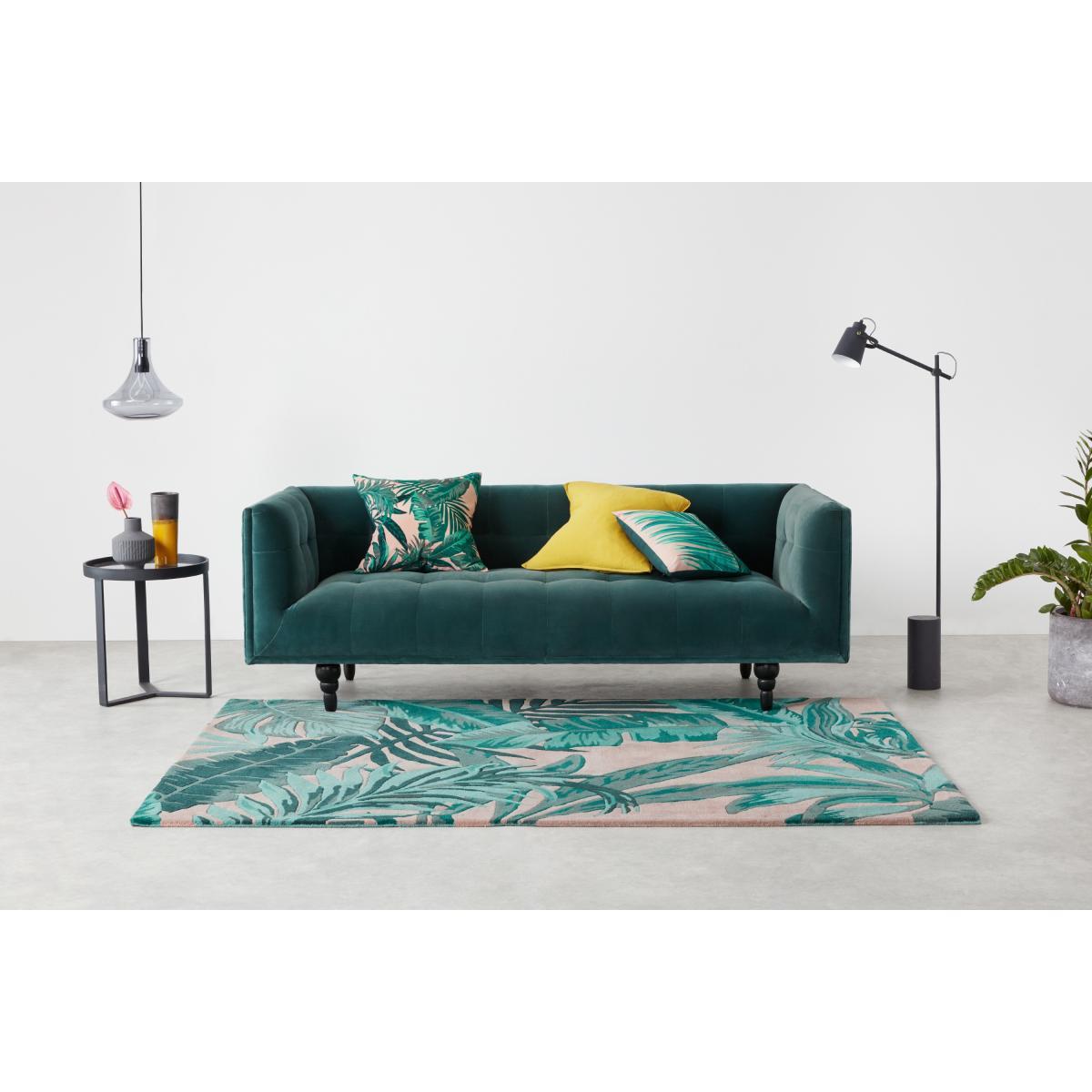 Jangala Botanical Wool Rug, Large 160 x 230cm, Pink and Teal – image 3