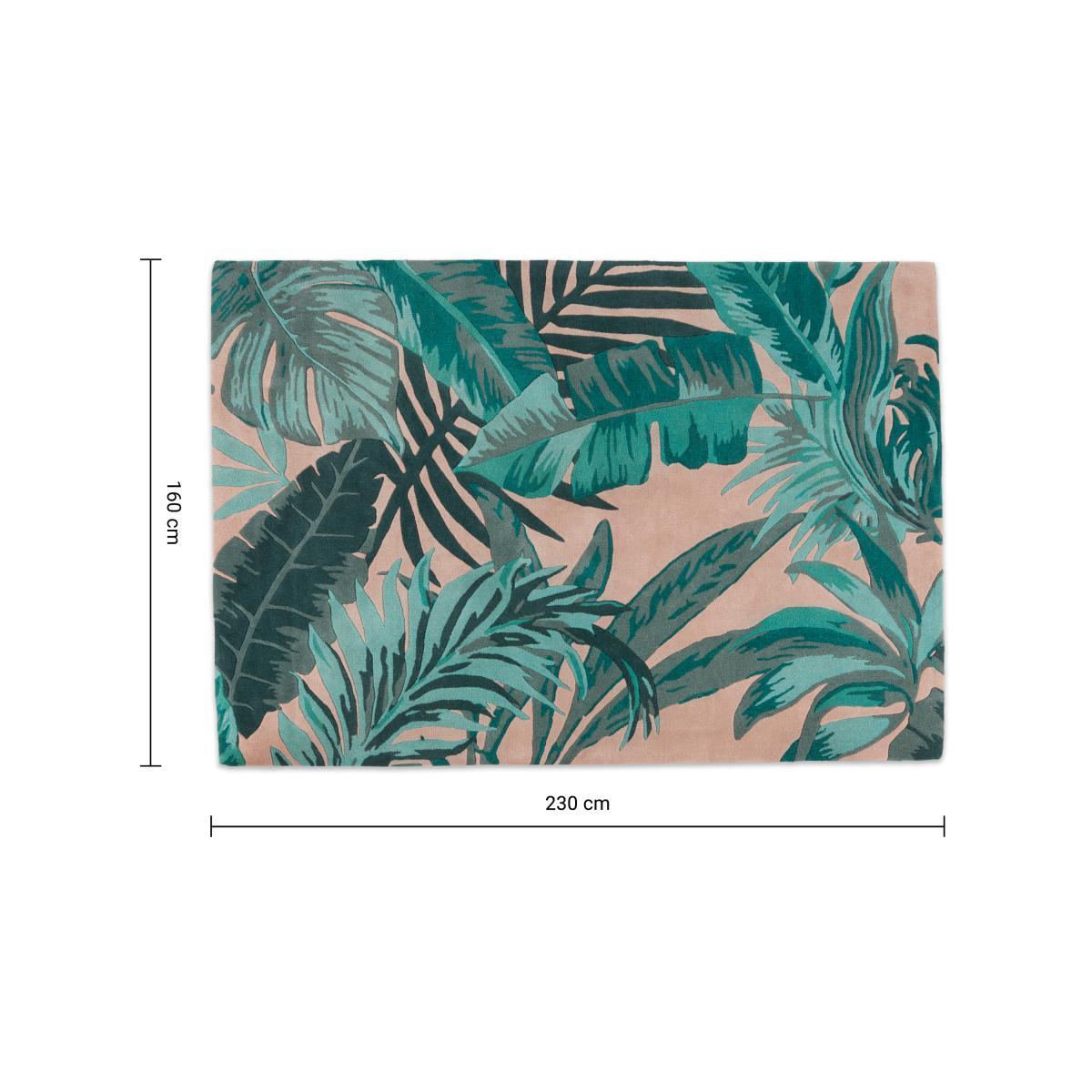 Jangala Botanical Wool Rug, Large 160 x 230cm, Pink and Teal – image 7