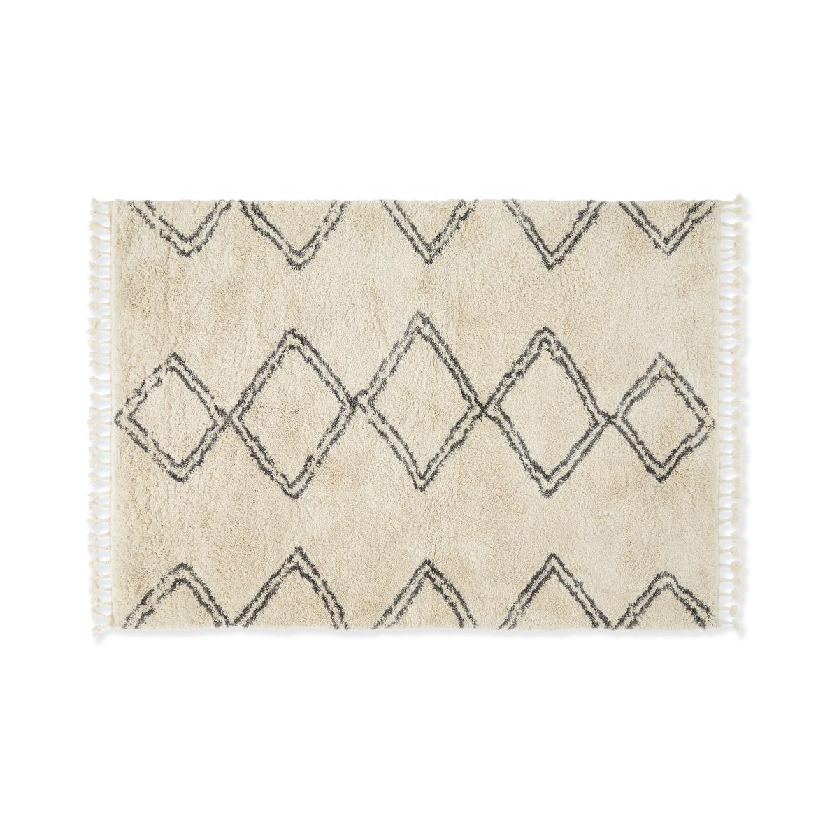Caram Berber Style Rug, Large 160 x 230cm, Off White & Charcoal Grey – image 2
