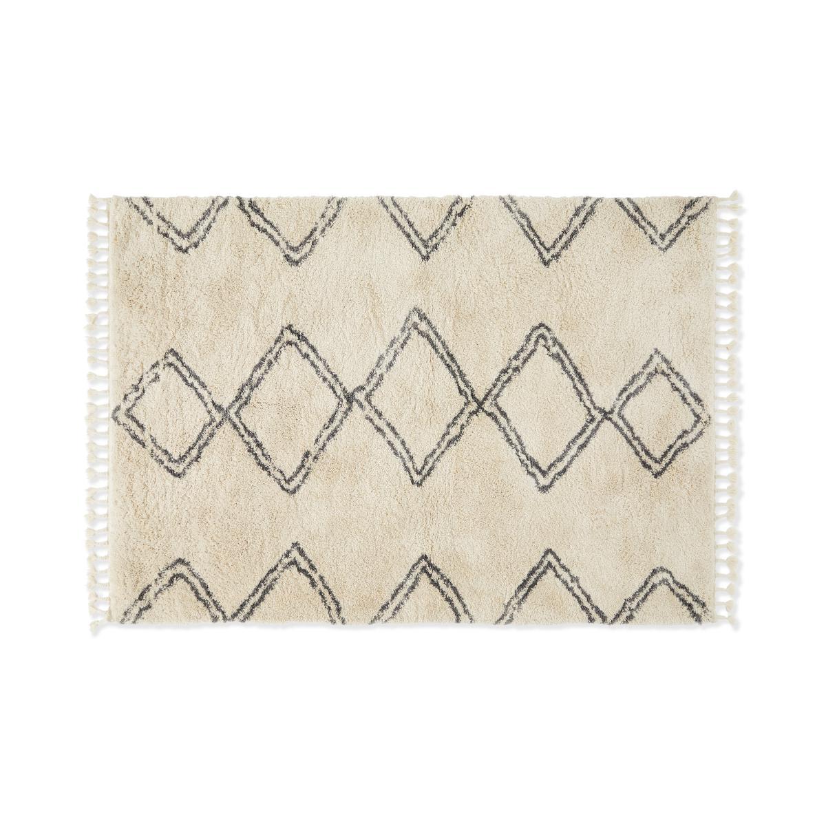 Caram Berber Style Rug, Large 160 x 230cm, Off White & Charcoal Grey – image 3