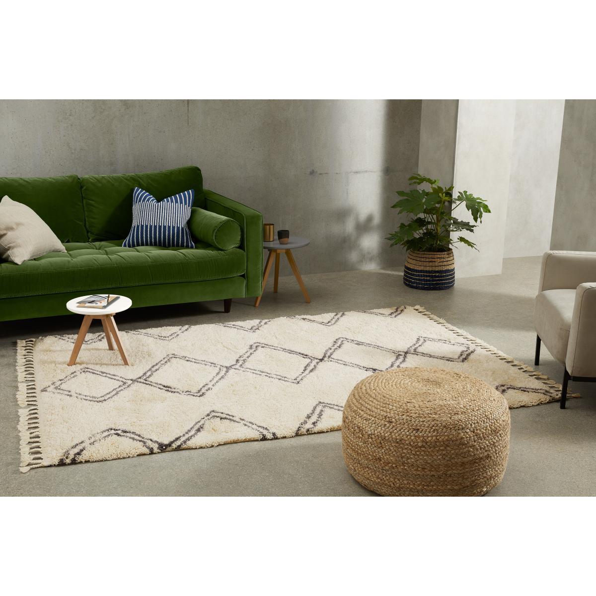 Caram Berber Style Rug, Large 160 x 230cm, Off White & Charcoal Grey – image 4