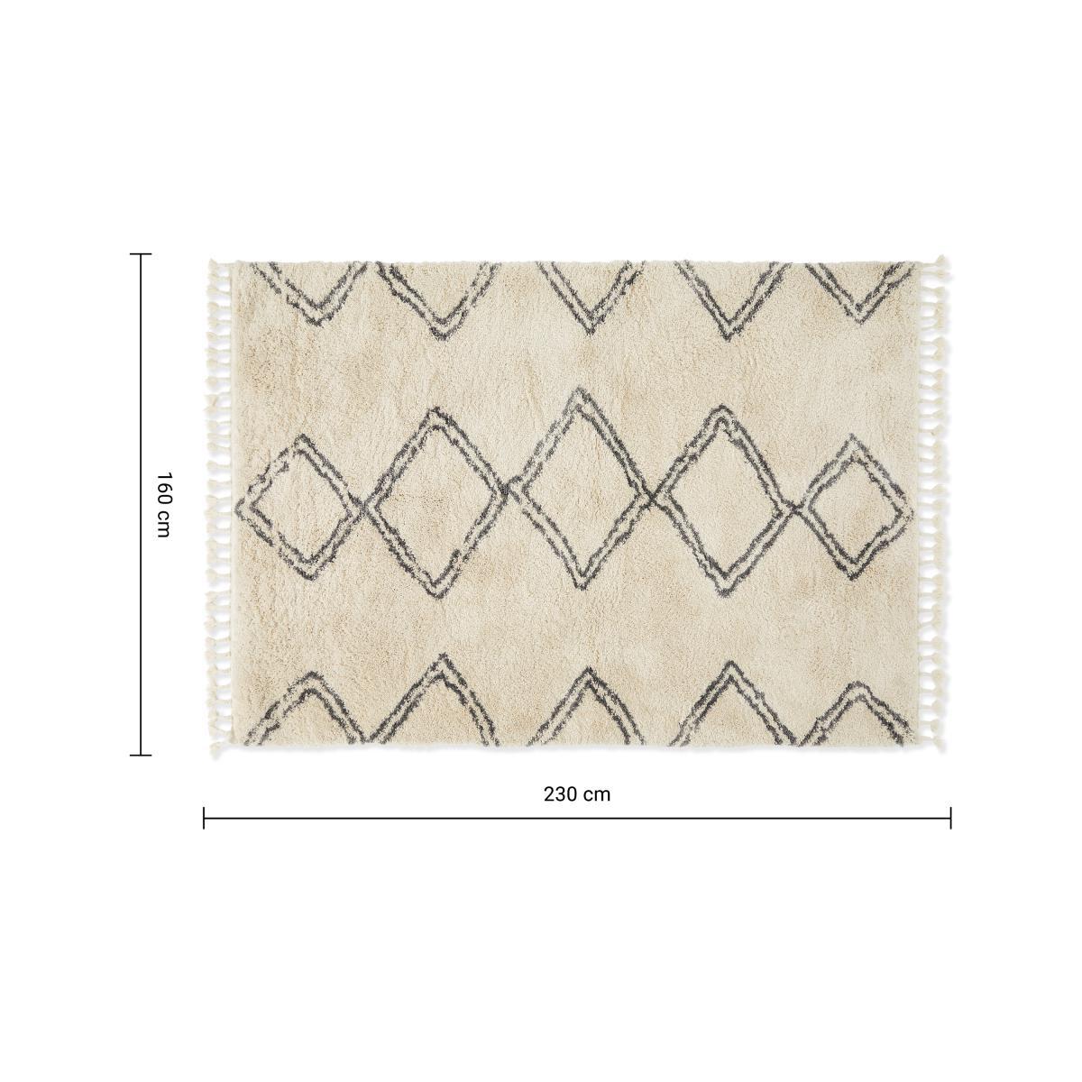 Caram Berber Style Rug, Large 160 x 230cm, Off White & Charcoal Grey – image 8