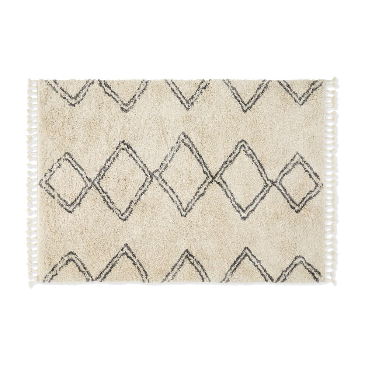 Caram Berber Style Rug, Large 160 x 230cm, Off White & Charcoal Grey – image 1
