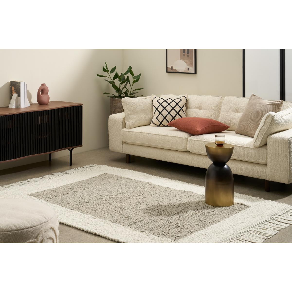 Canley Textured Wool Border Rug, Large 160 x 230cm, Ecru & Taupe – image 3