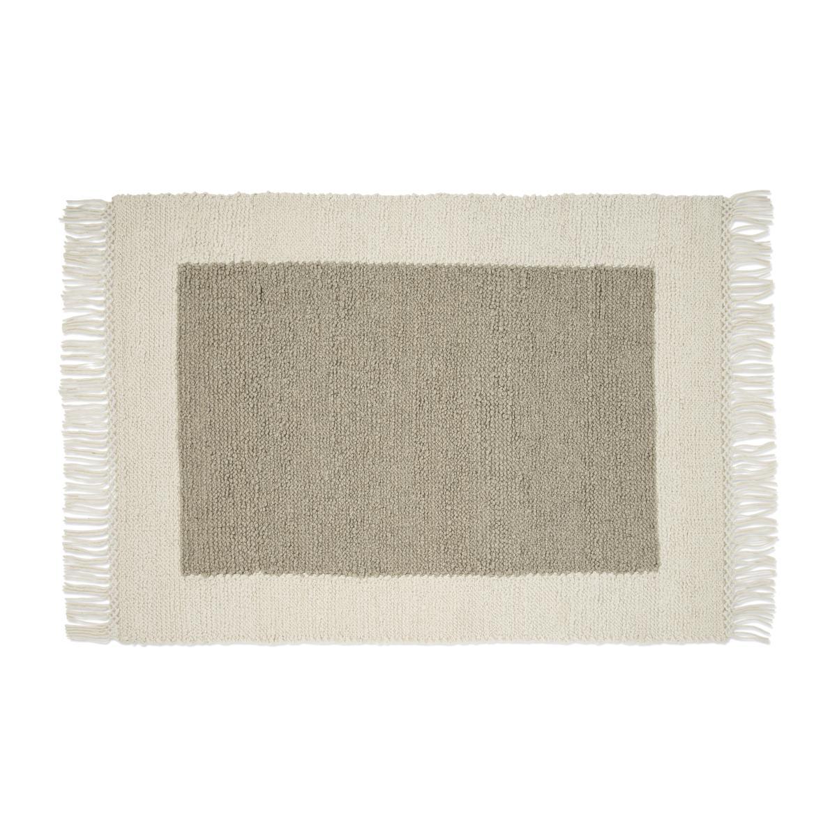 Canley Textured Wool Border Rug, Large 160 x 230cm, Ecru & Taupe – image 1