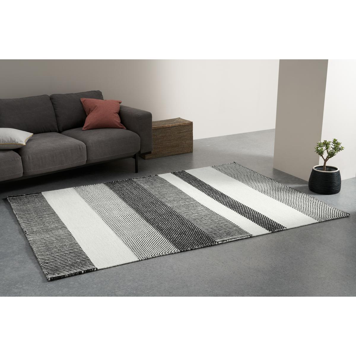 Malay Wool Stripe Rug, Large 160 x 230cm, Black & White – image 3