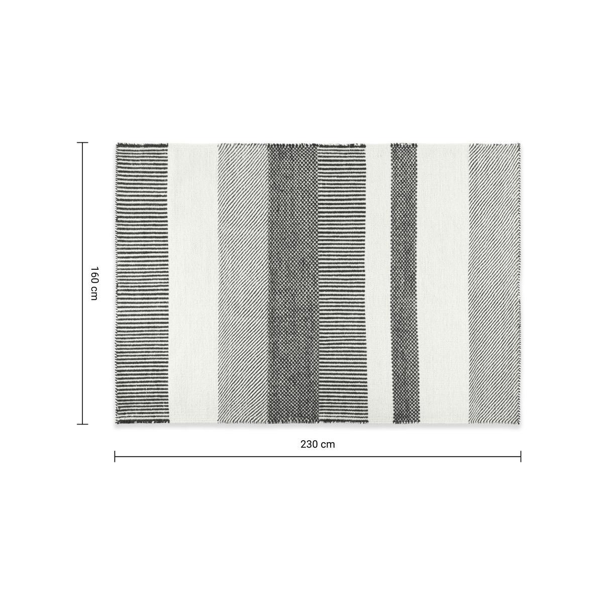 Malay Wool Stripe Rug, Large 160 x 230cm, Black & White – image 7