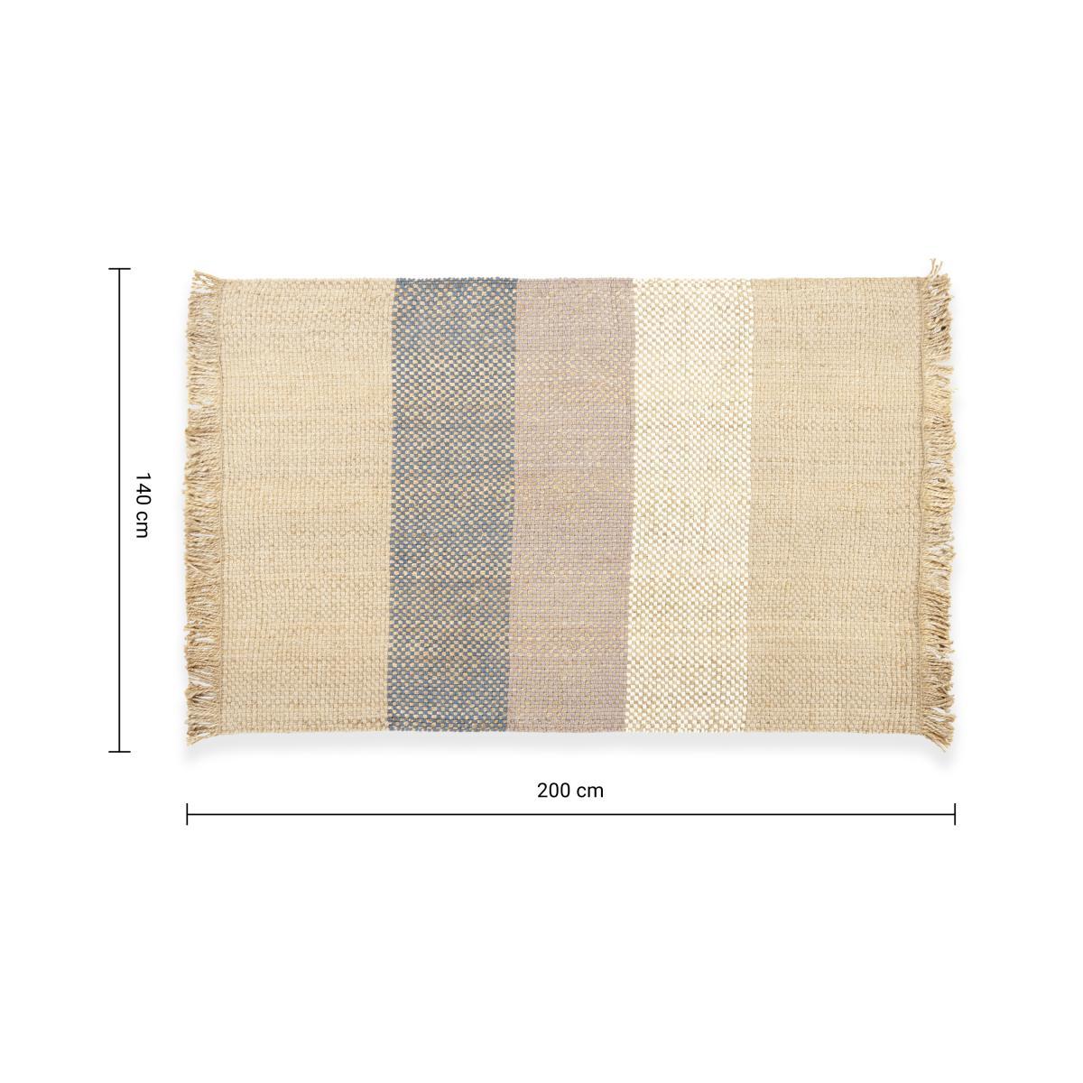 Varzea Jute Wool Rug, Medium 140 x 200cm, Natural/Blue – image 8