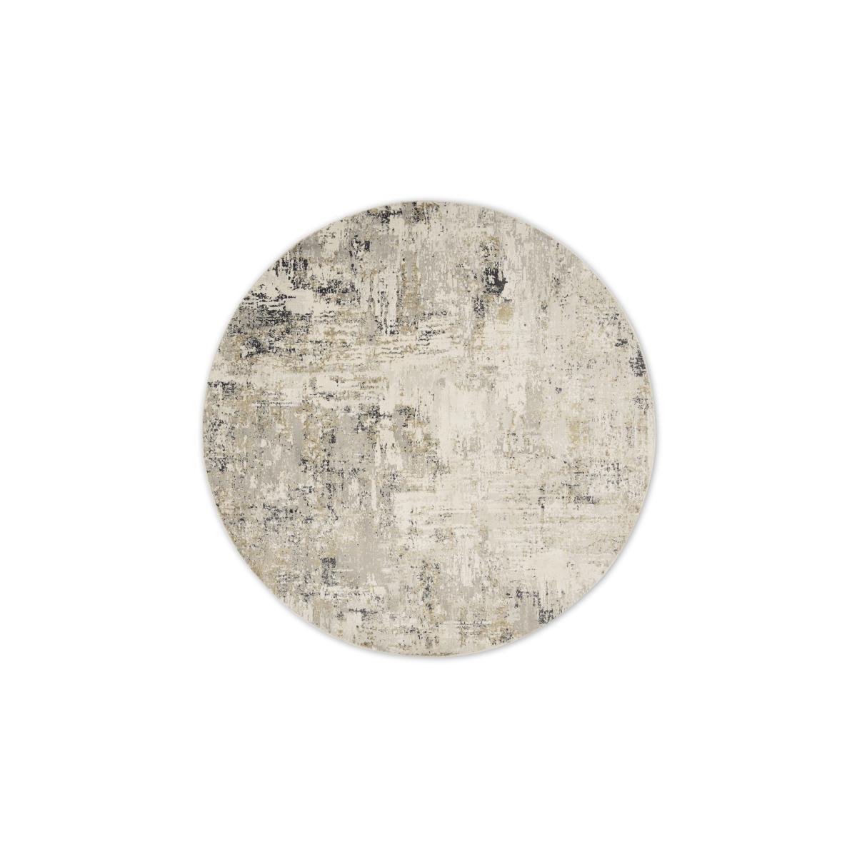 Epicoco Luxury Viscose Round Rug, Large 200cm, Antique Gold & Grey – image 2